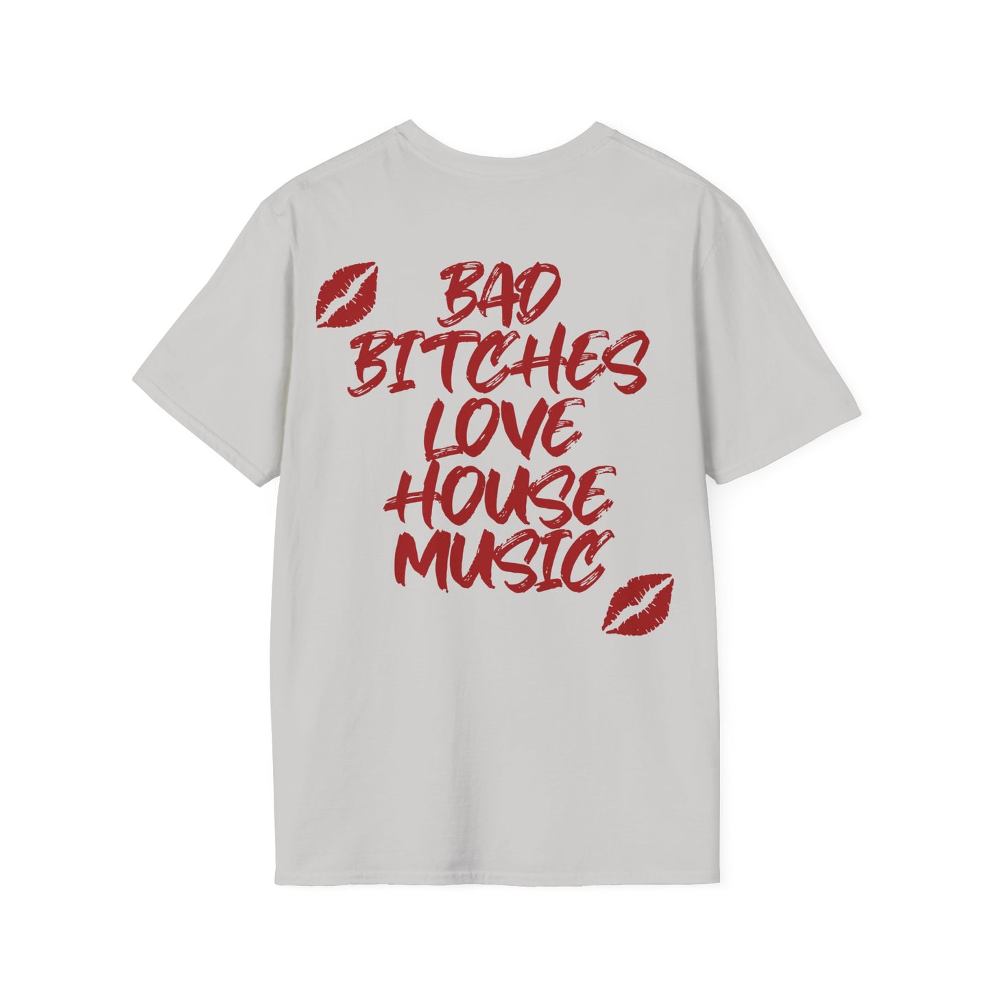 Bad Bitches Love House Music - Red Kiss Edition | Rave T-shirt, Rave gift Unisex Heavy Cotton Tee