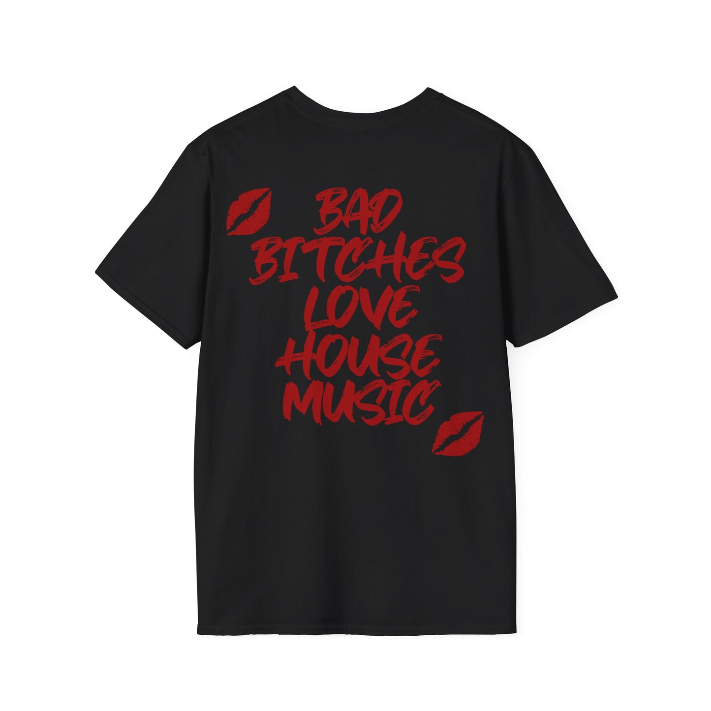 Bad Bitches Love House Music - Red Kiss Edition | Rave T-shirt, Rave gift Unisex Heavy Cotton Tee