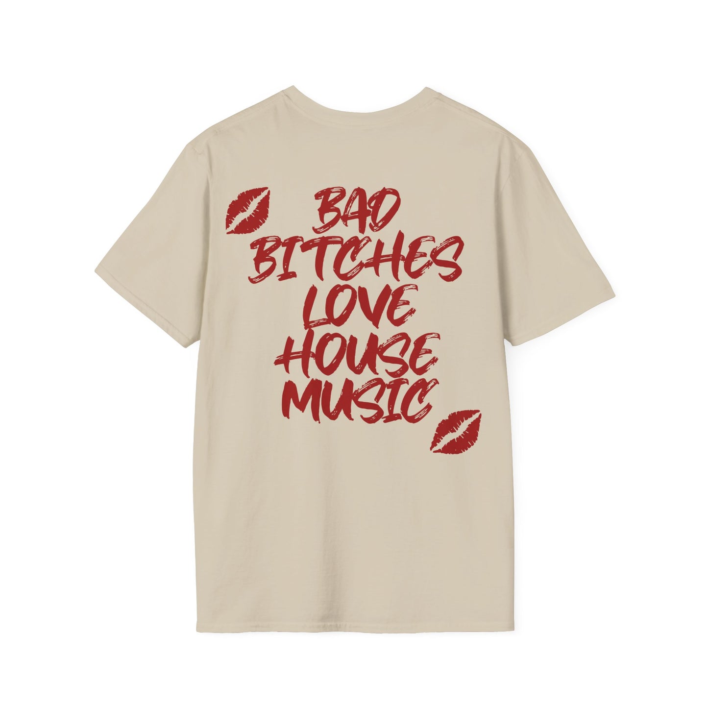 Bad Bitches Love House Music - Red Kiss Edition | Rave T-shirt, Rave gift Unisex Heavy Cotton Tee