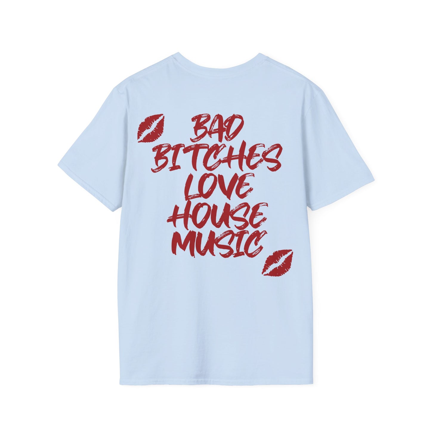 Bad Bitches Love House Music - Red Kiss Edition | Rave T-shirt, Rave gift Unisex Heavy Cotton Tee